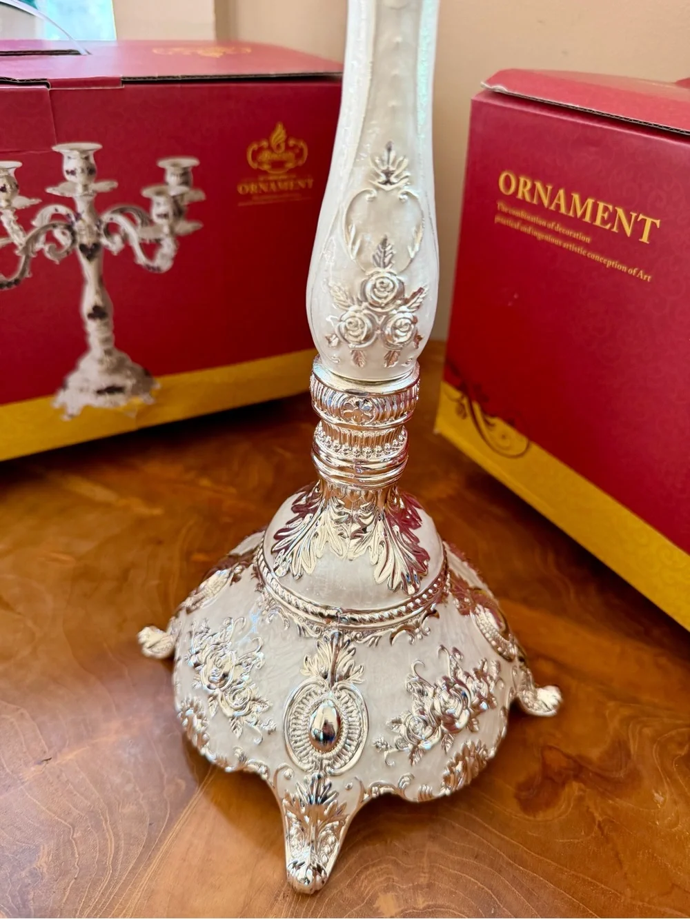 2 BENESRFIT Silver White Enamel 5 Arm Candelabra Candle Holder European Wedding